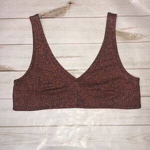 ASOS Rust Metallic Loose Fit Crop Top Bralette 0